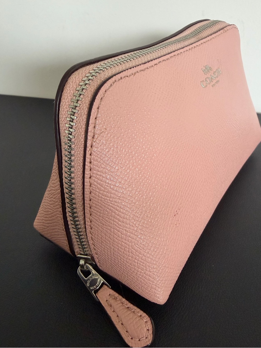 Coach F57857 Cosmetic Case Blush Pink Crossgrain Leather Makeup Pouch - Picture 3 of 12